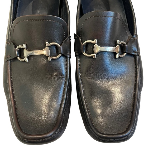 SALVATORE FERRAGAMO Plum Leather Driving Shoes Sz 8.5 EE, RETAIL $560 - Picture 8 of 14